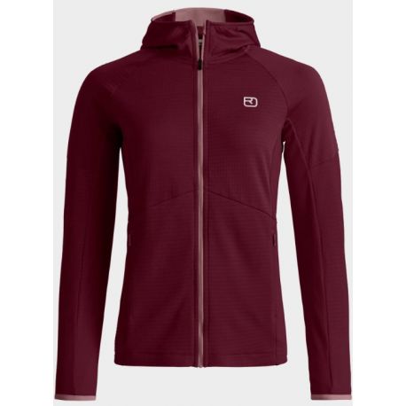 Bluza damska ORTOVOX Fleece Light Grid Hoody W red malbec
